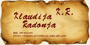 Klaudija Radonja vizit kartica